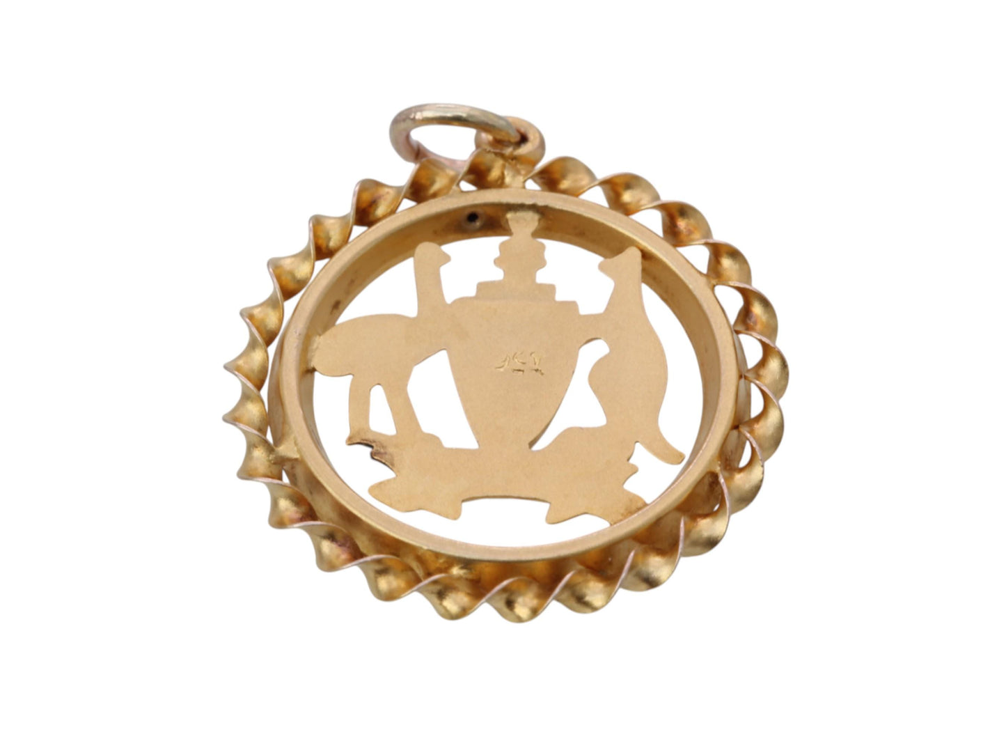 Antique 9ct Gold Australian Kangaroo Emu, Commonwealth Coat Of Arms Pendant