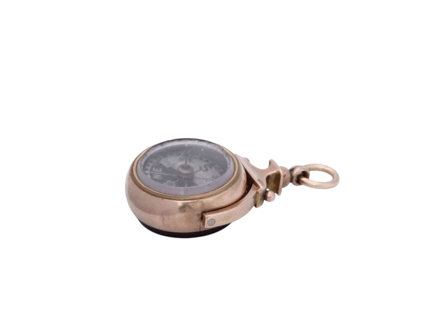 Antique 9ct Gold Carnelian Compass Spinner Pendant, 1913
