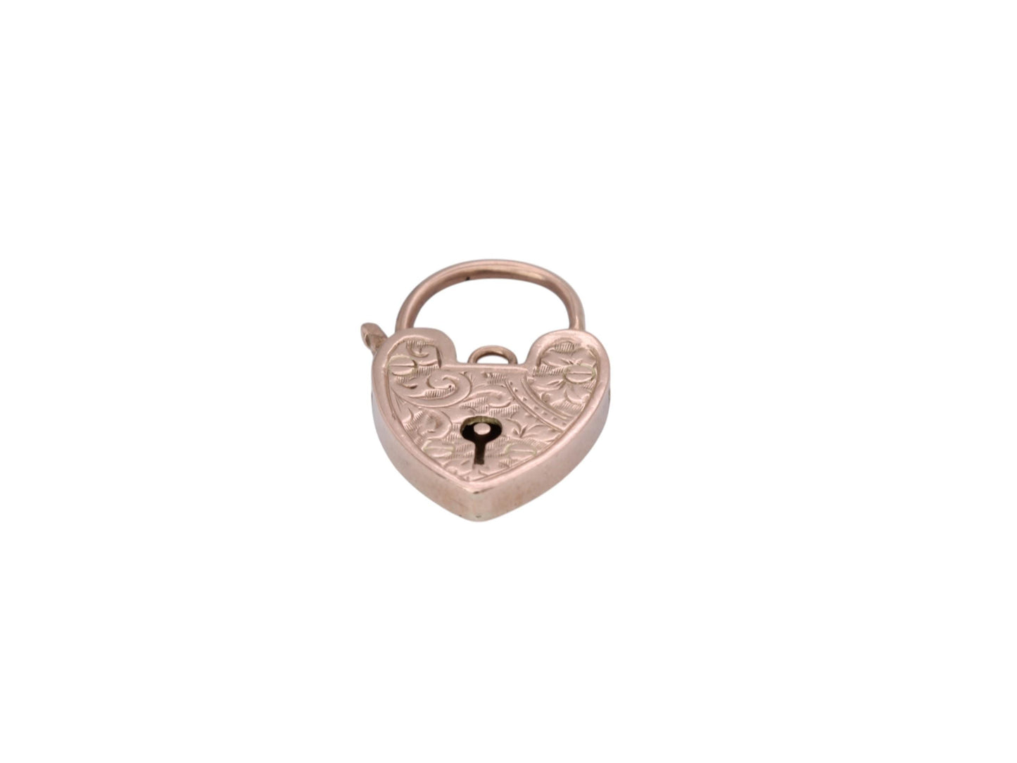 Antique 9ct Gold Chased Heart Padlock Pendant