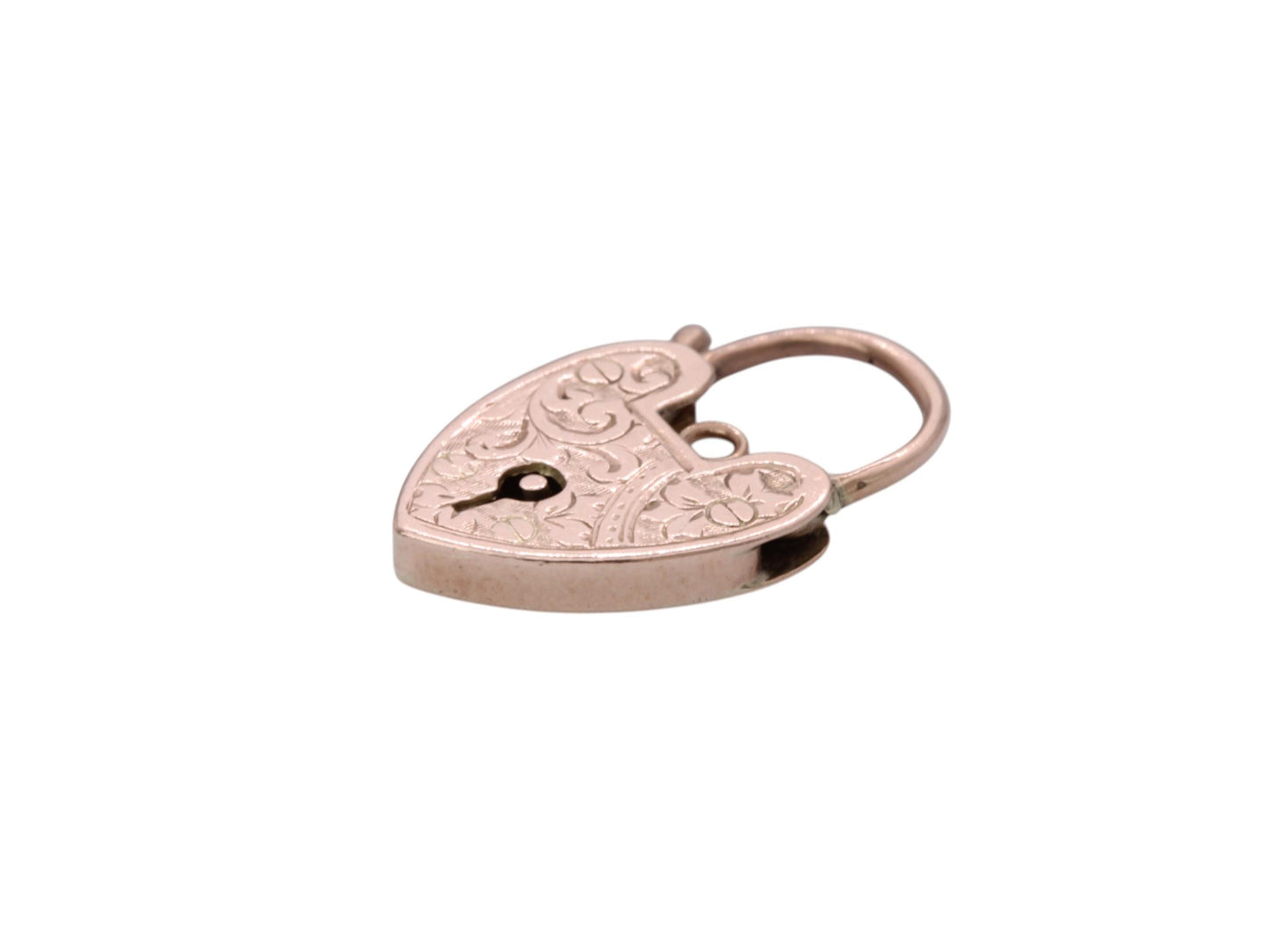 Antique 9ct Gold Chased Heart Padlock Pendant