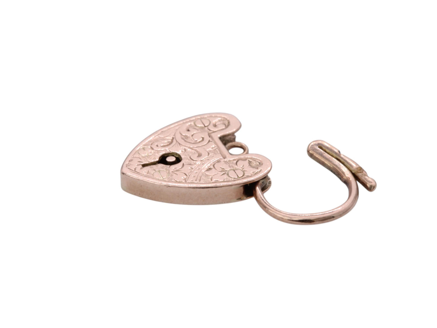 Antique 9ct Gold Chased Heart Padlock Pendant