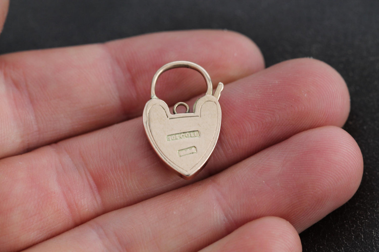 Antique 9ct Gold Chased Heart Padlock Pendant