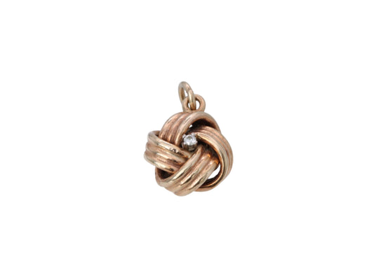 Vintage 9ct Gold Lovers Knot Diamond Pendant