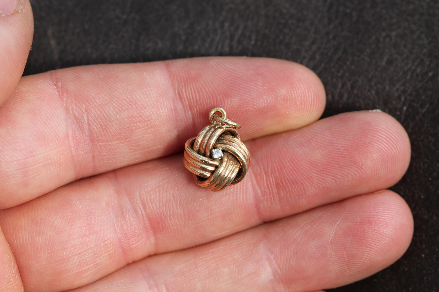 Vintage 9ct Gold Lovers Knot Diamond Pendant