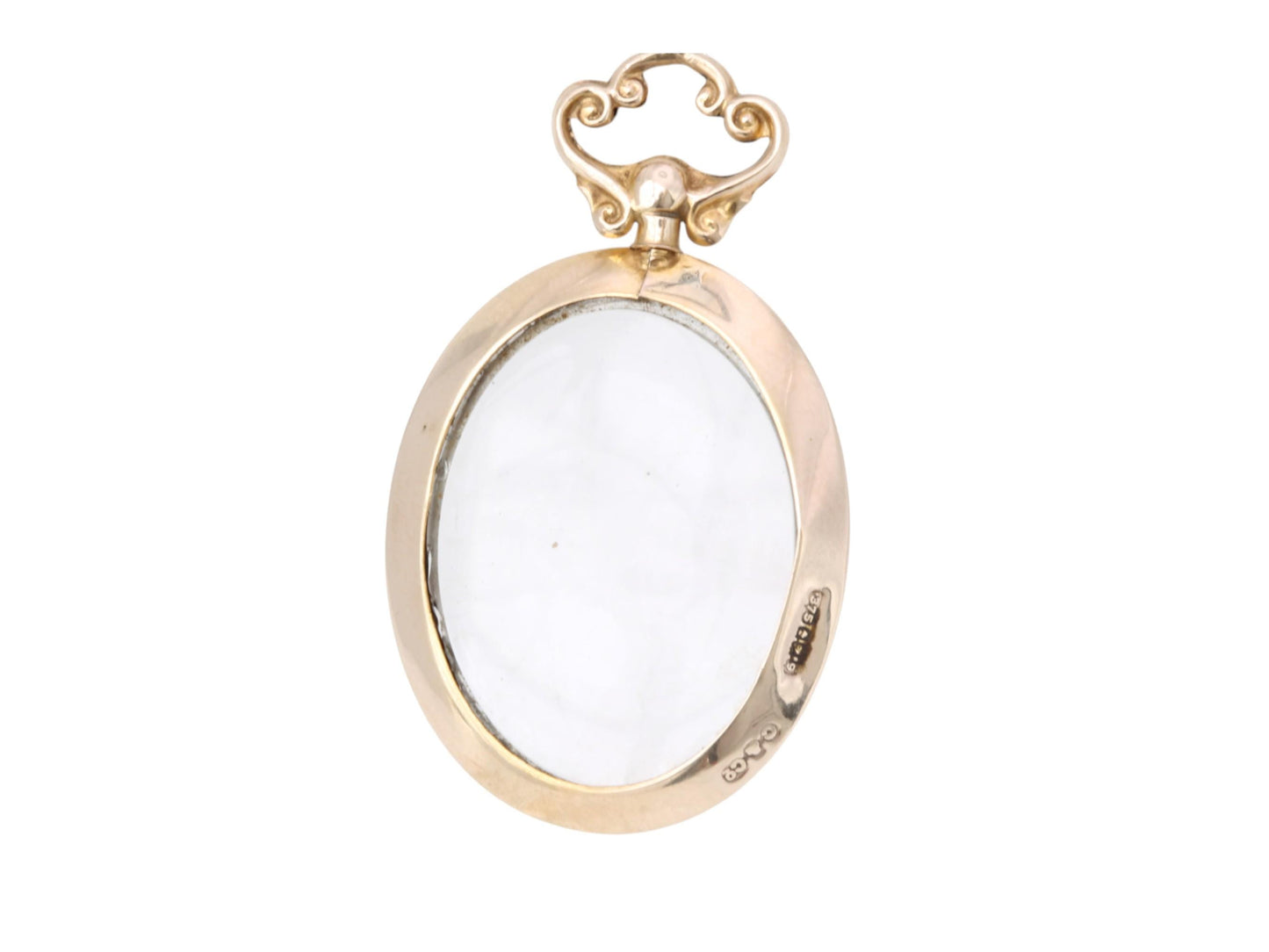 Antique 9ct Gold Glass Pendant Locket