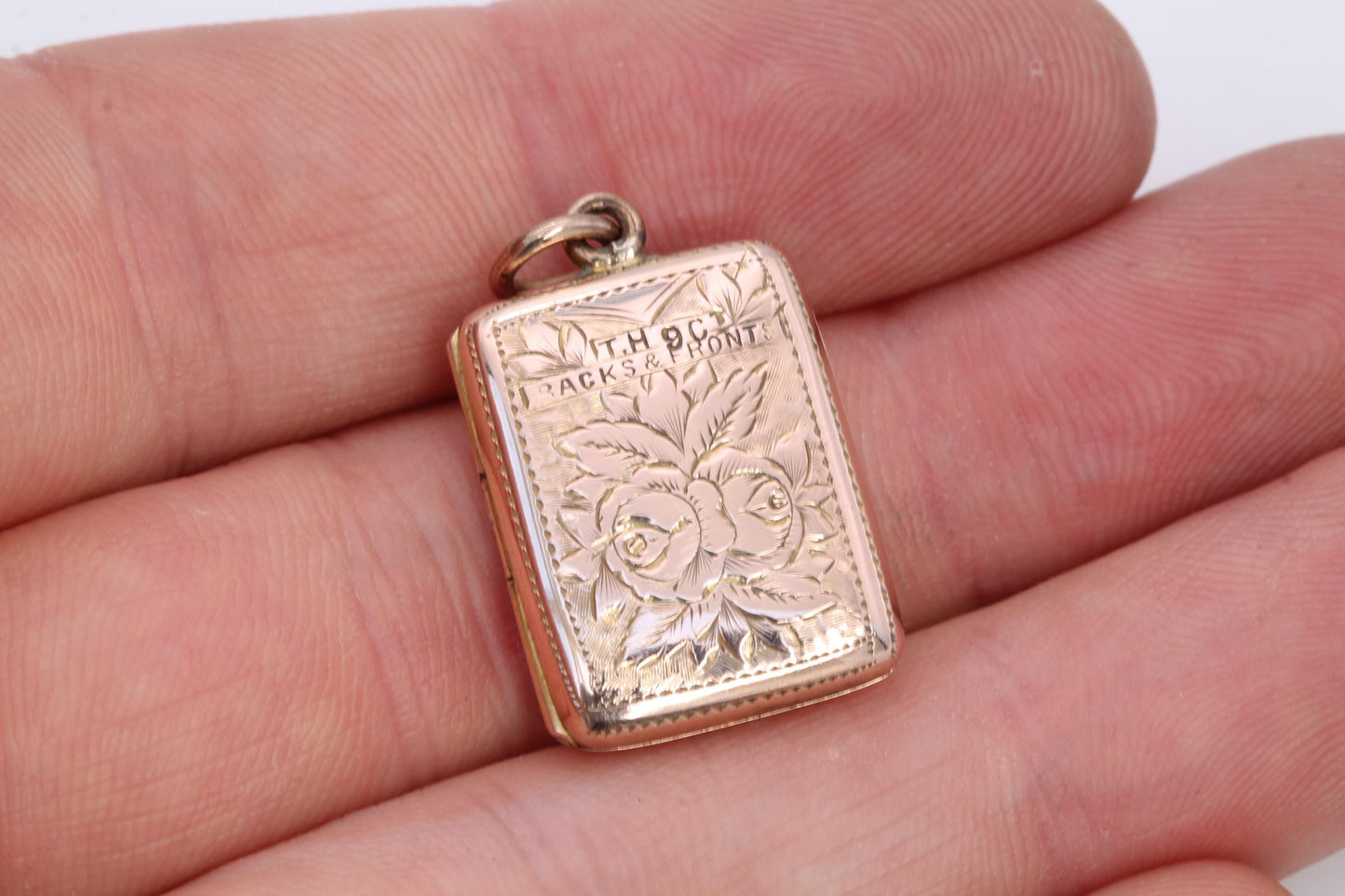 Antique 9ct Gold Forget Me Not, Tulip Locket