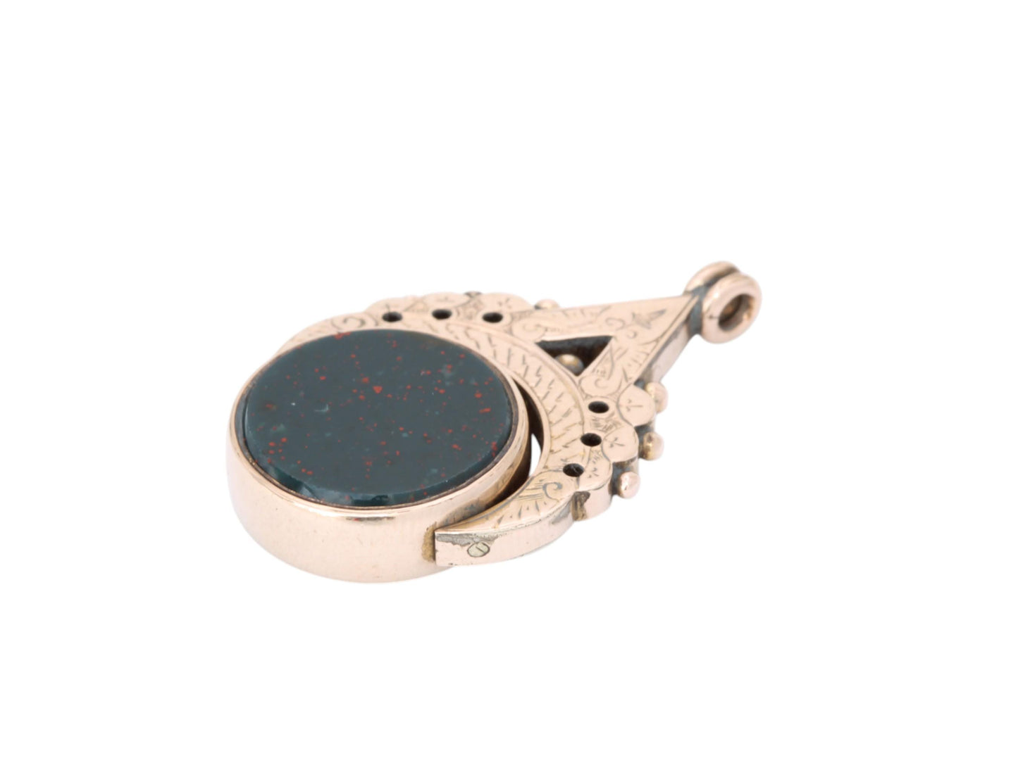 Antique 10ct Gold Carnelian Bloodstone Spinner Pendant