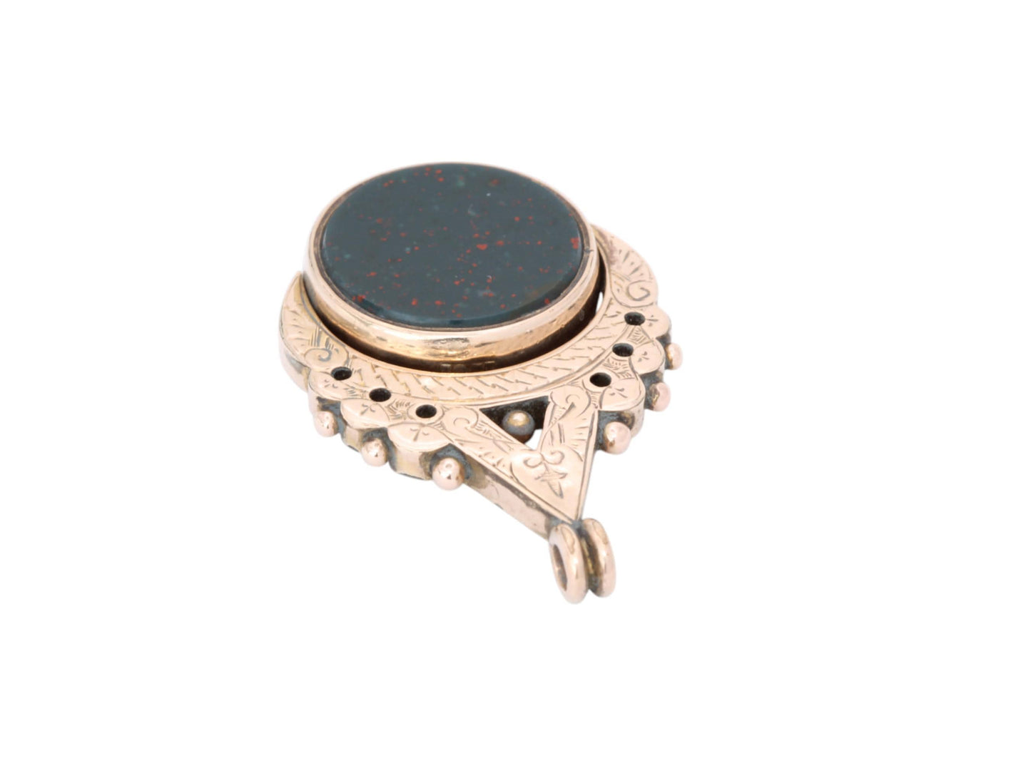 Antique 10ct Gold Carnelian Bloodstone Spinner Pendant