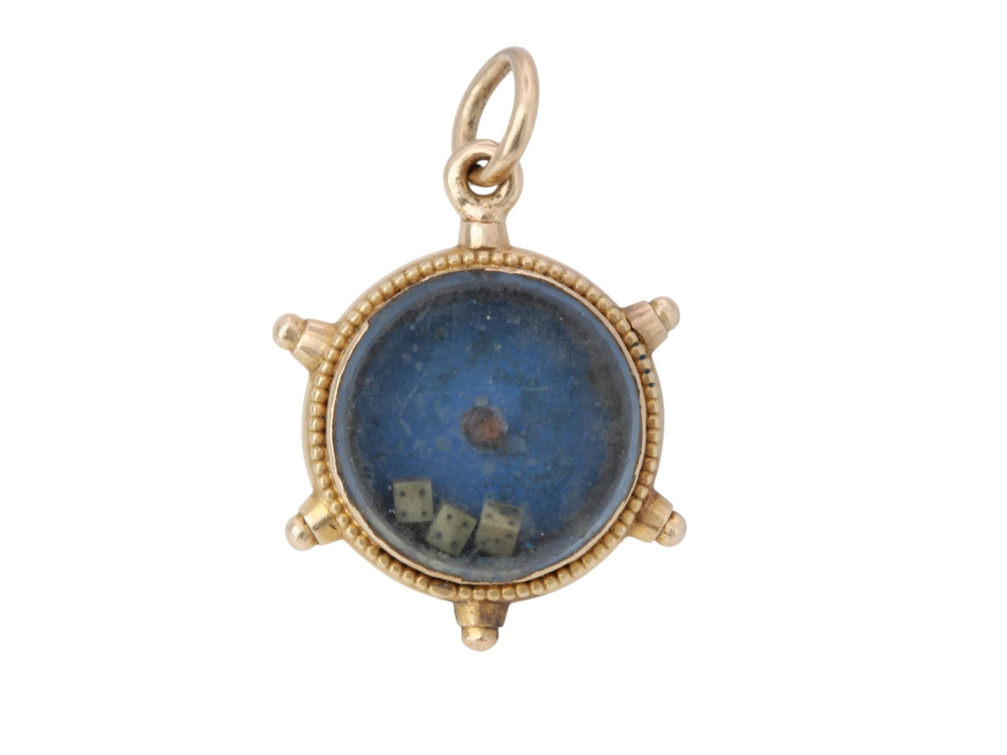 Antique 15ct Gold Dice Gambling Roulette Pendant Fob