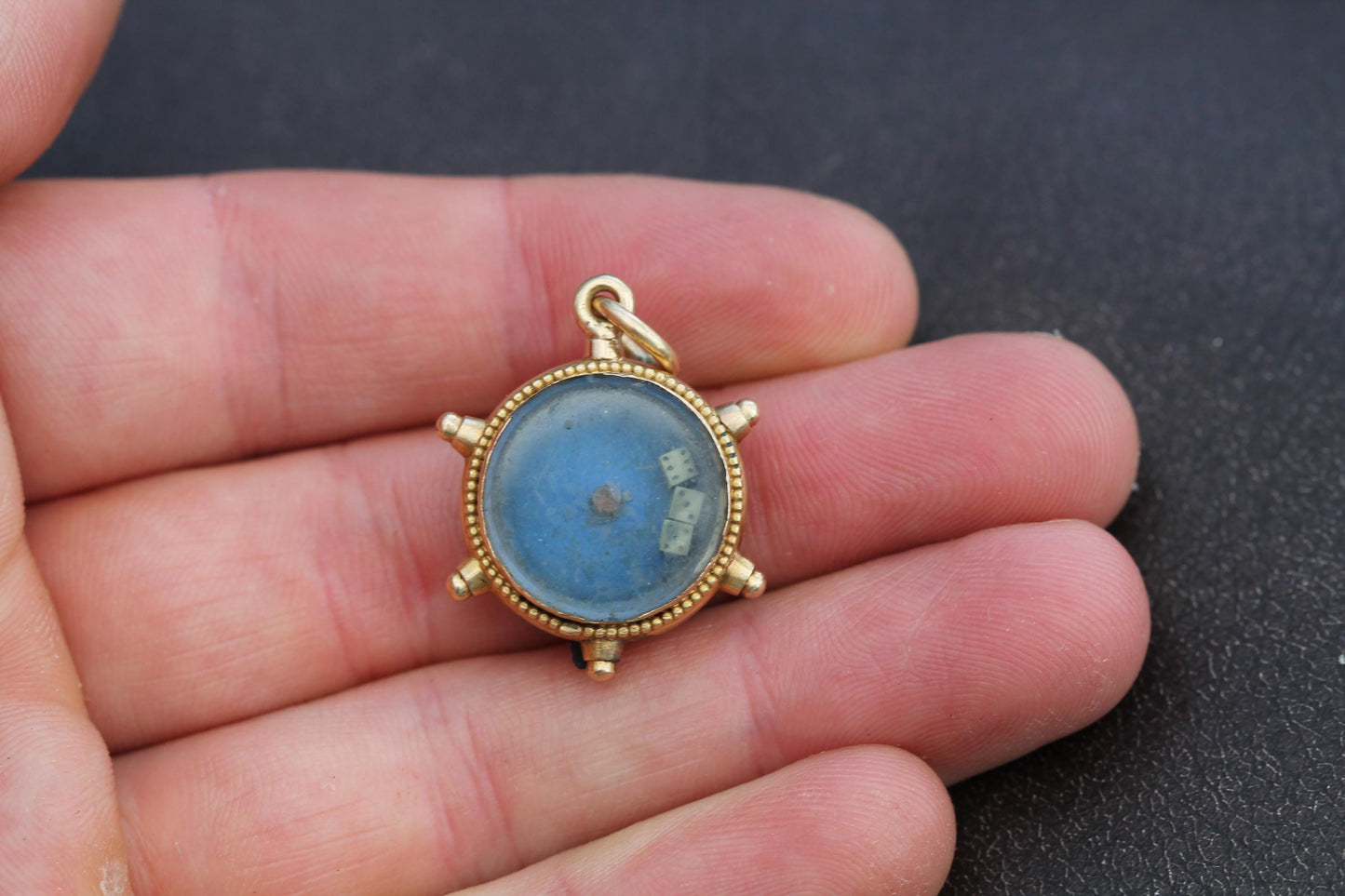 Antique 15ct Gold Dice Gambling Roulette Pendant Fob