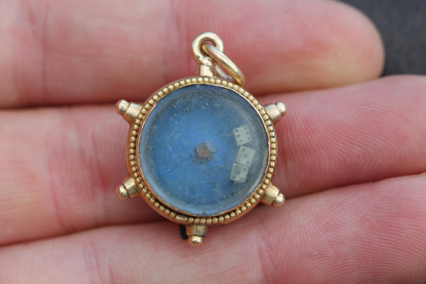 Antique 15ct Gold Dice Gambling Roulette Pendant Fob