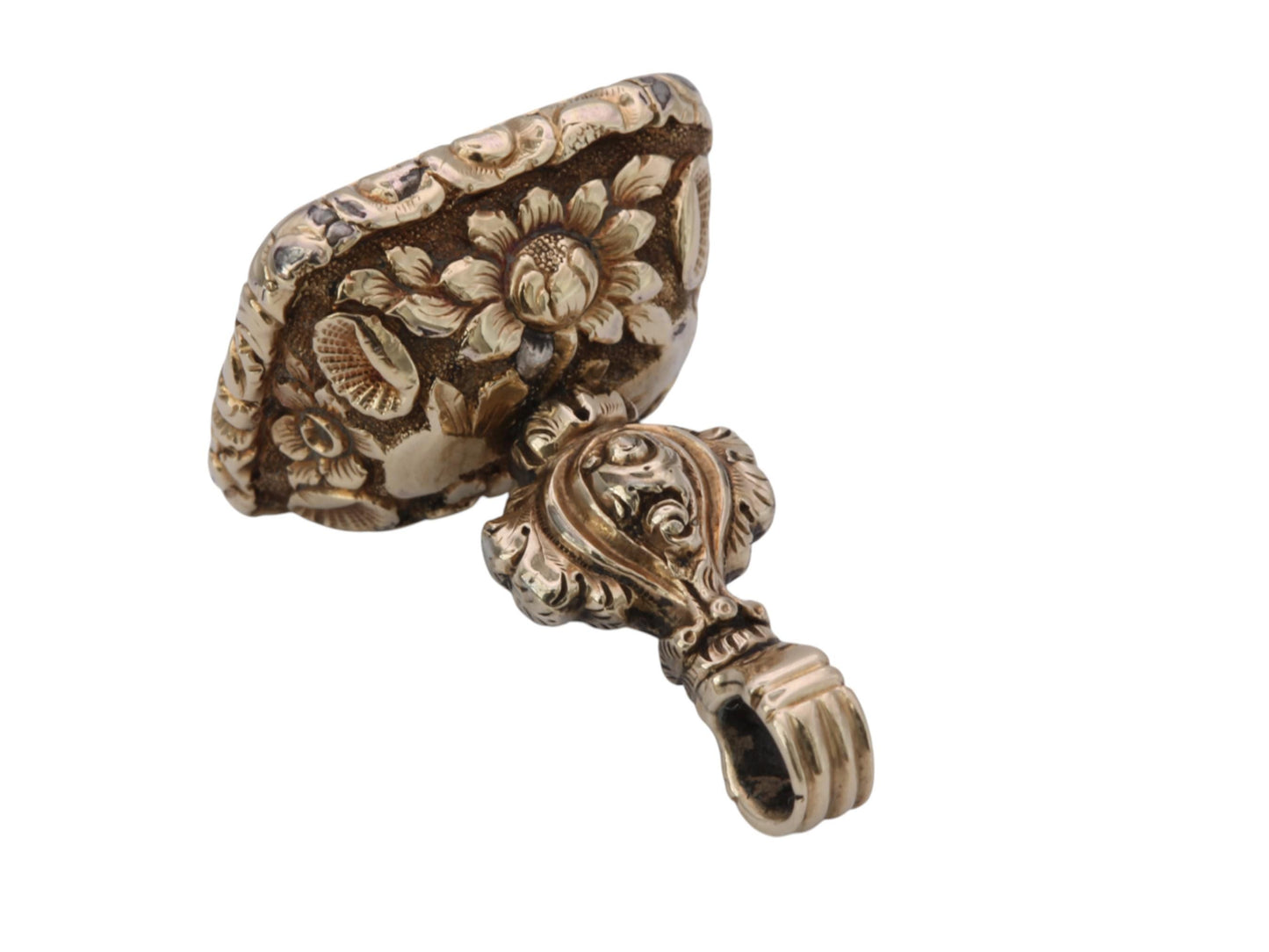 Antique 15ct Gold Cased Chalcedony Lion "Strength And Courage" Intaglio Seal Pendant