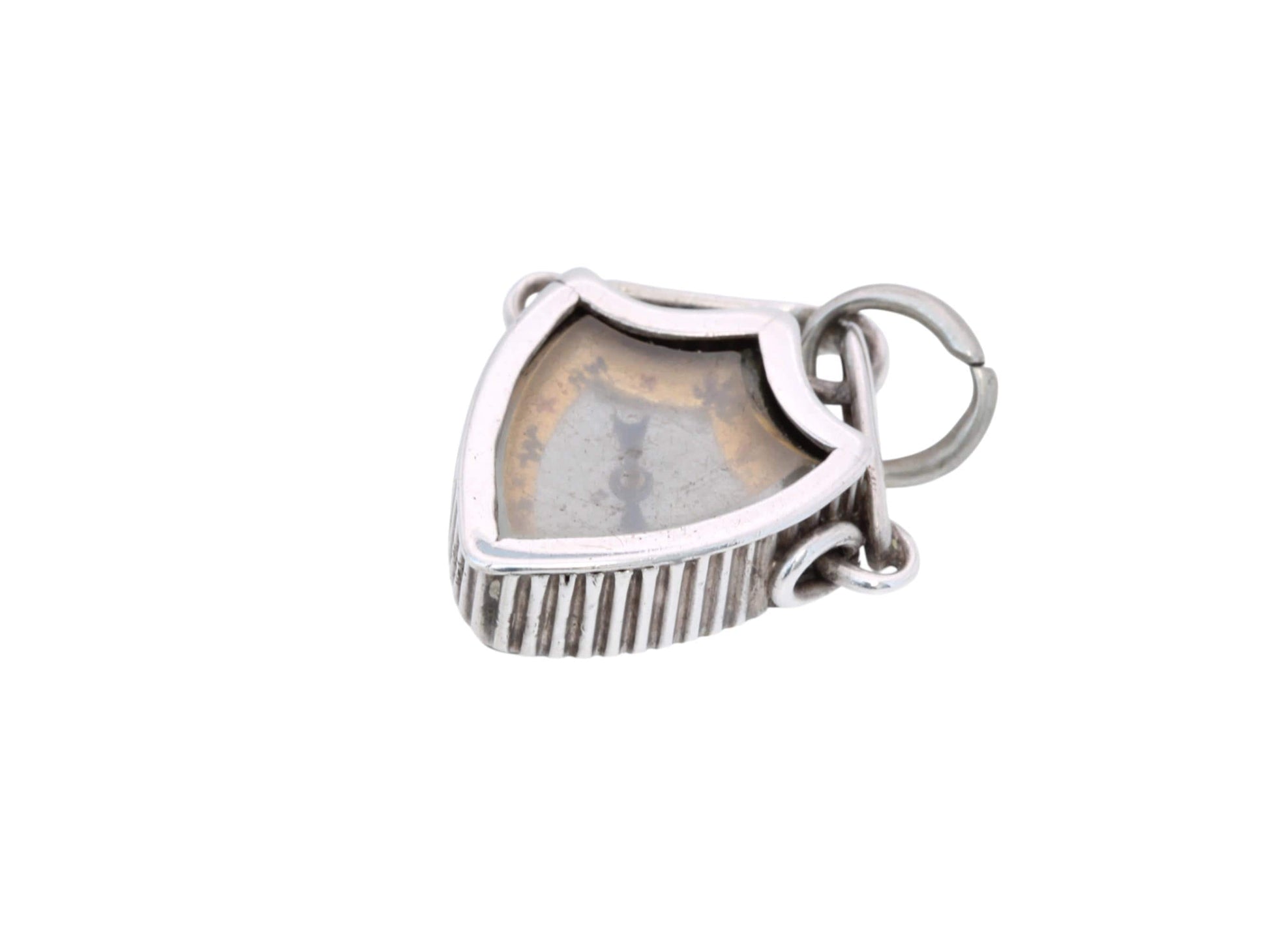 Antique-Sterling-Silver-Shield-Shaped-Compass-Pendant