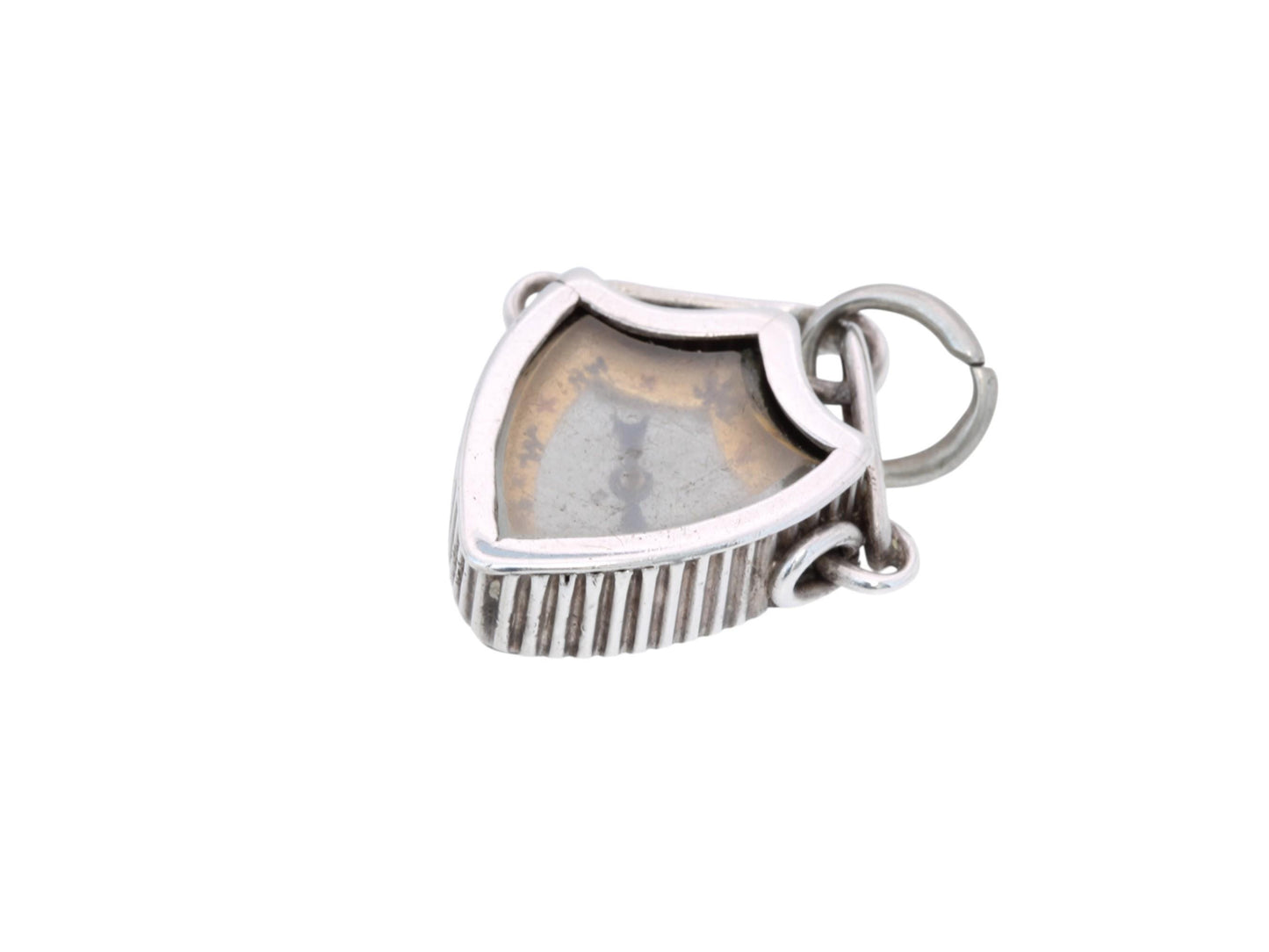 Antique-Sterling-Silver-Shield-Shaped-Compass-Pendant