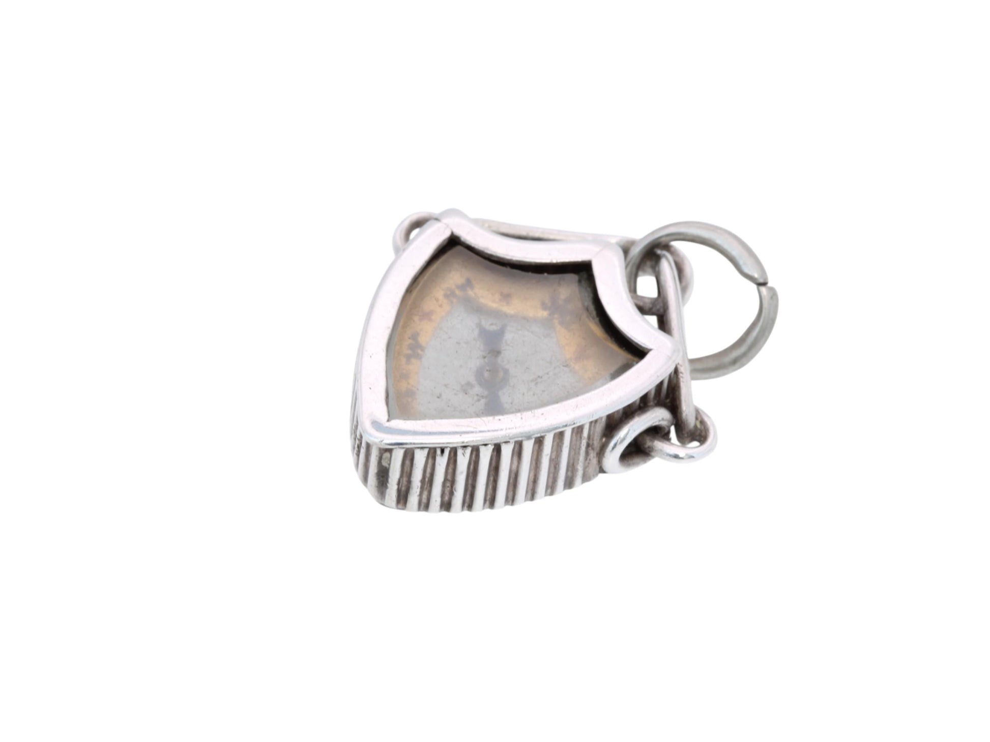 Antique-Sterling-Silver-Shield-Shaped-Compass-Pendant