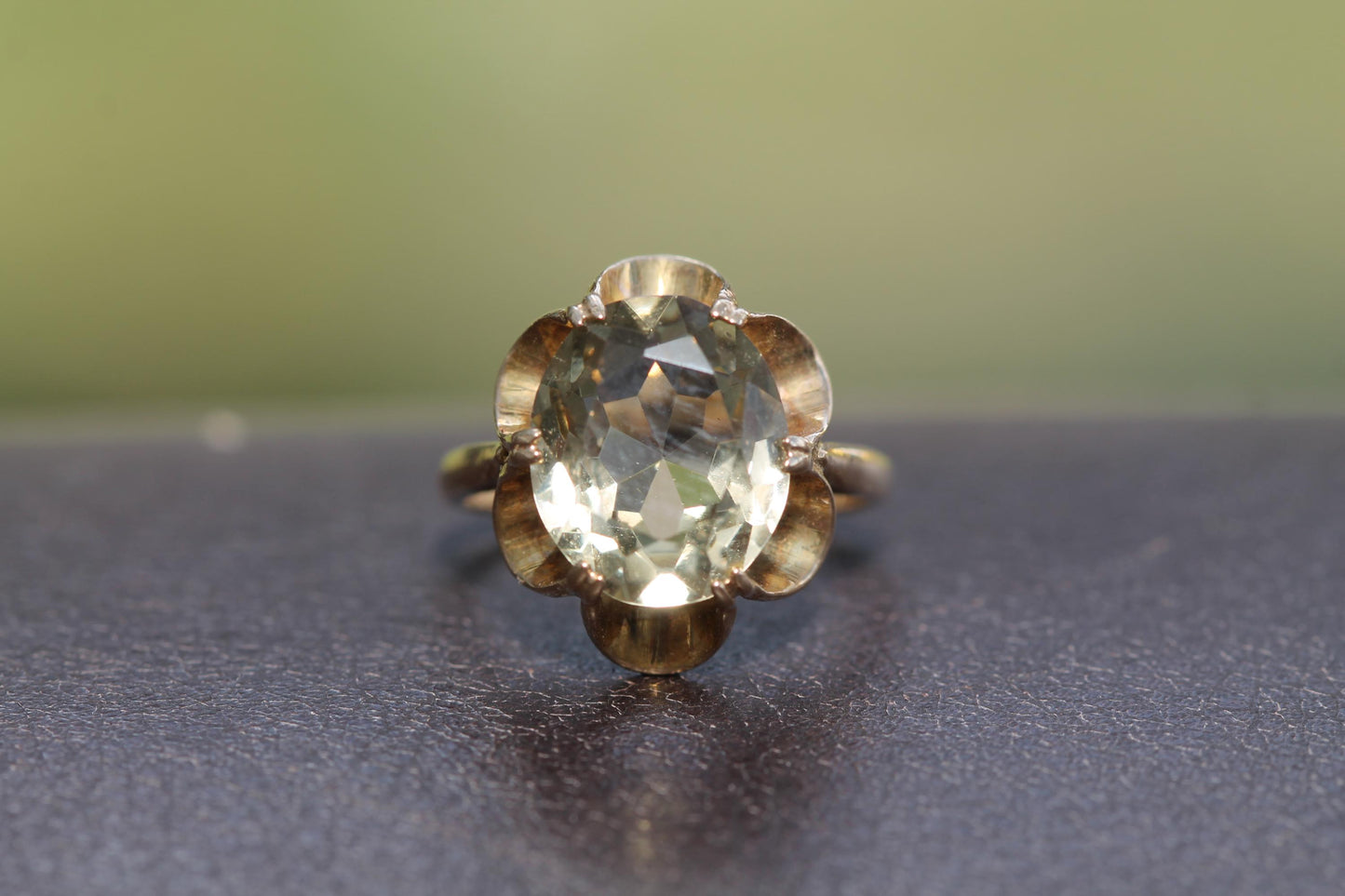 Vintage 9ct Gold Citrine Cocktail Ring, 1971