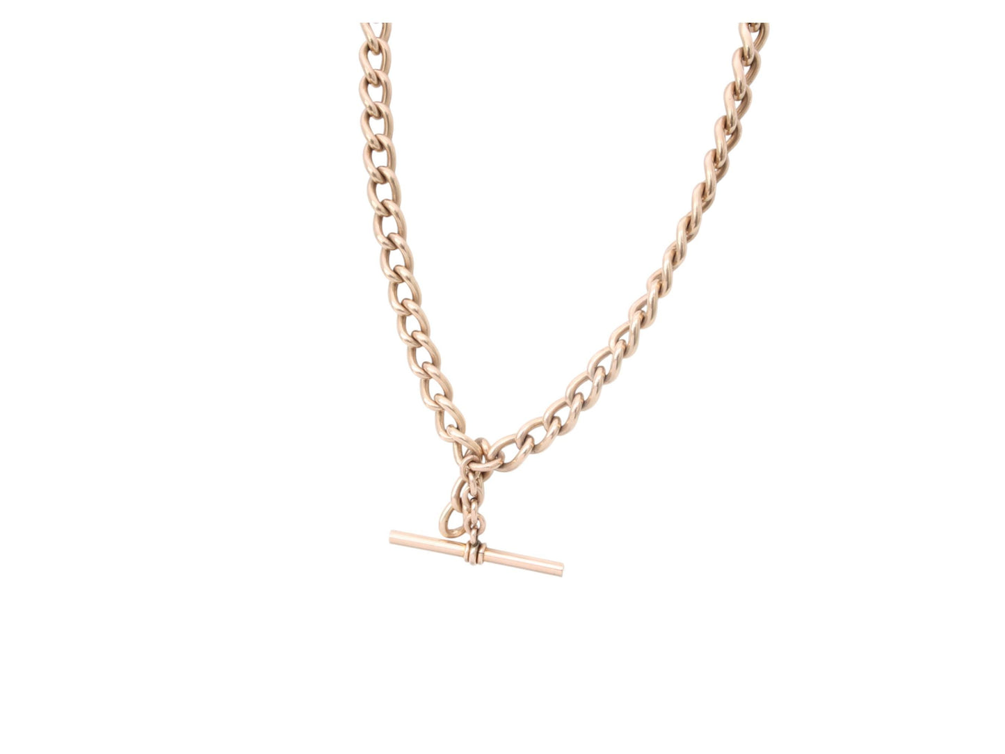 Antique 9ct Gold Filled Double Albert Curb Link Chain Necklace, 15.75"