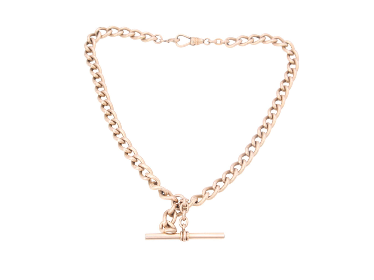 Antique 9ct Gold Filled Double Albert Curb Link Chain Necklace, 15.75"