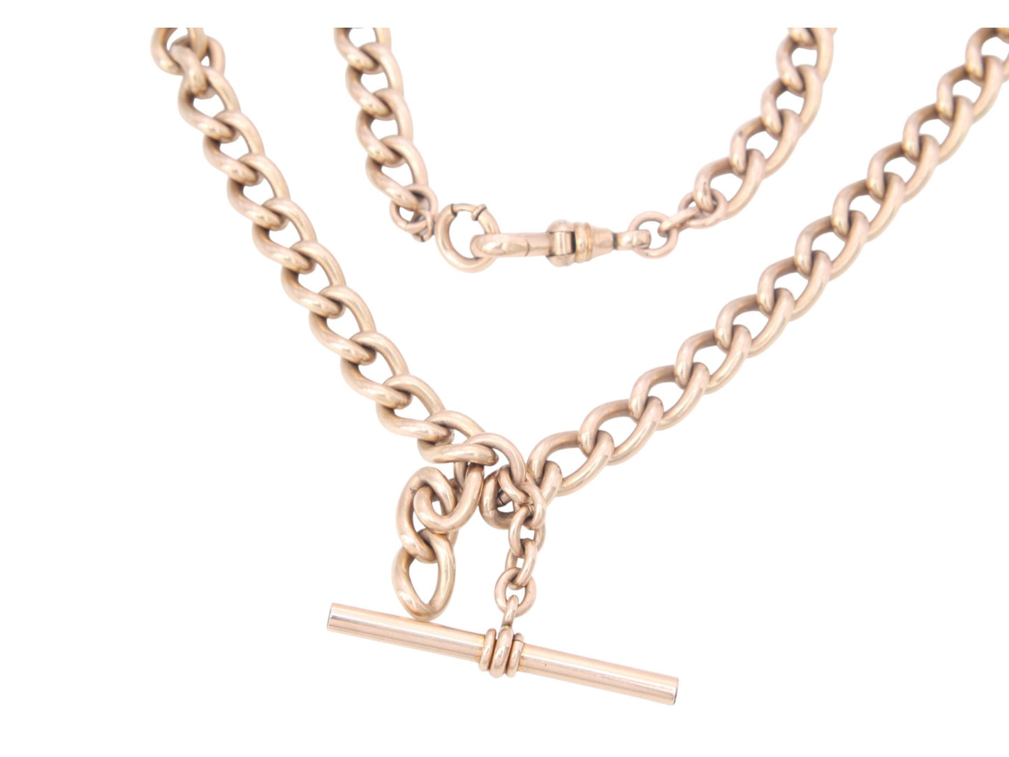 Antique 9ct Gold Filled Double Albert Curb Link Chain Necklace, 15.75"