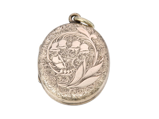 Antique Victorian 9ct Gold Lily Of The Valley Locket