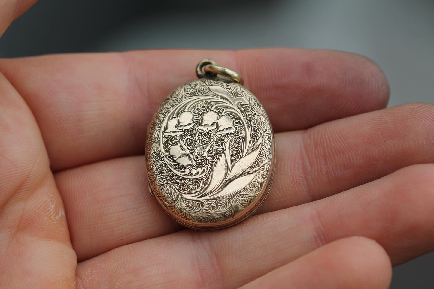 Antique Victorian 9ct Gold Lily Of The Valley Locket