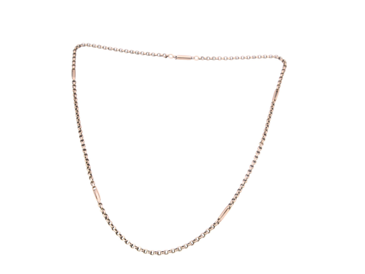 Antique 9ct Gold Necklace Fetter Links, 19.75"