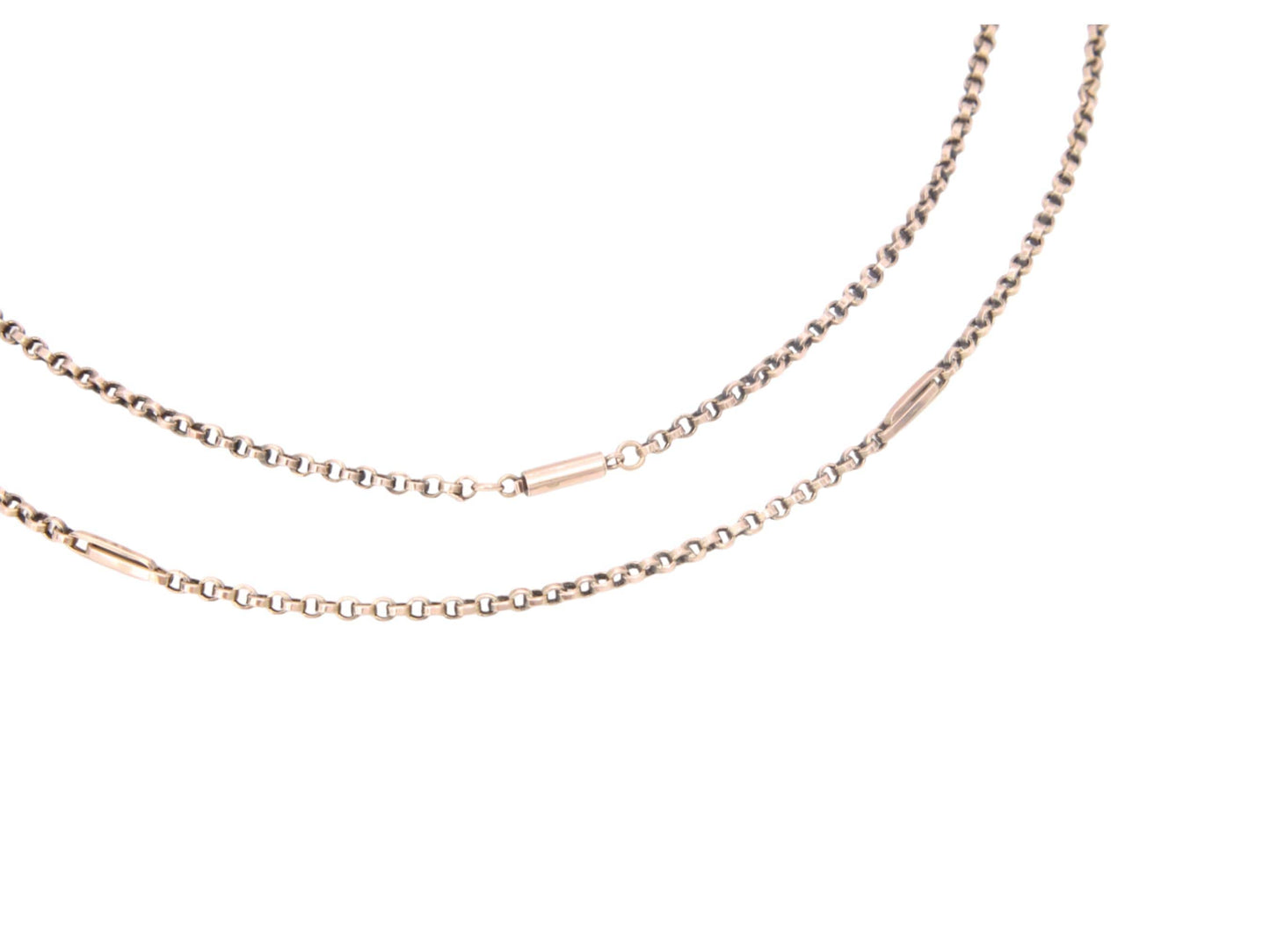 Antique 9ct Gold Necklace Fetter Links, 19.75"