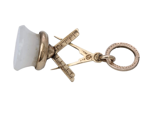 Antique 9ct Gold Masonic Chalcedony Pendant