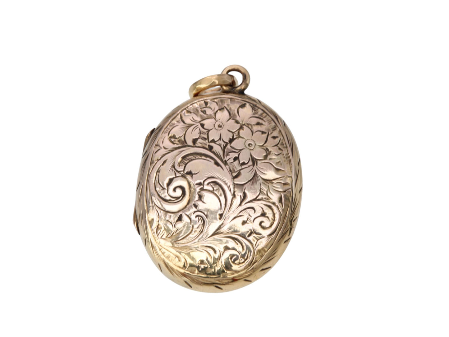 Antique Victorian 9ct Gold Locket, Forget-Me-Not & Ivy Chasing, Sentimental Keepsake Pendant c.1890