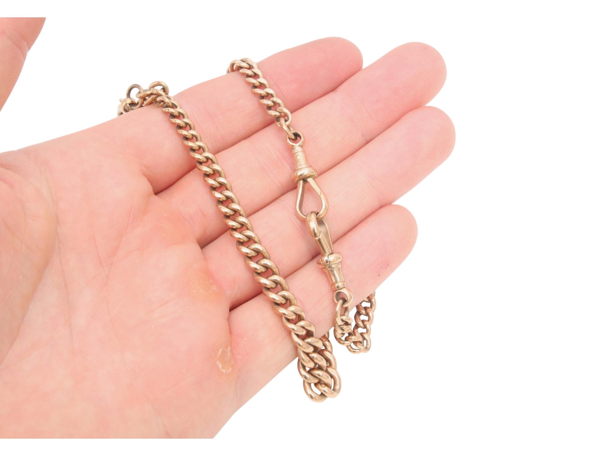 Antique-9ct-Gold-Double-Albert-Chain-Necklace,-Heavy-Graduated-Links,-45g,-16.5"