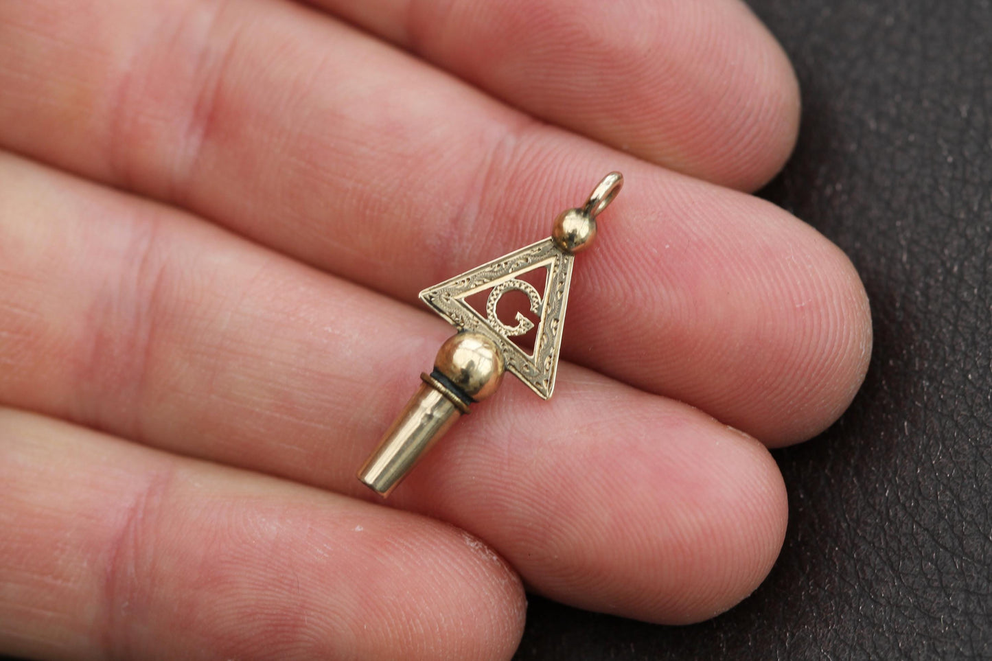 Antique 9ct Gold Masonic Watch Key Charm Pendant