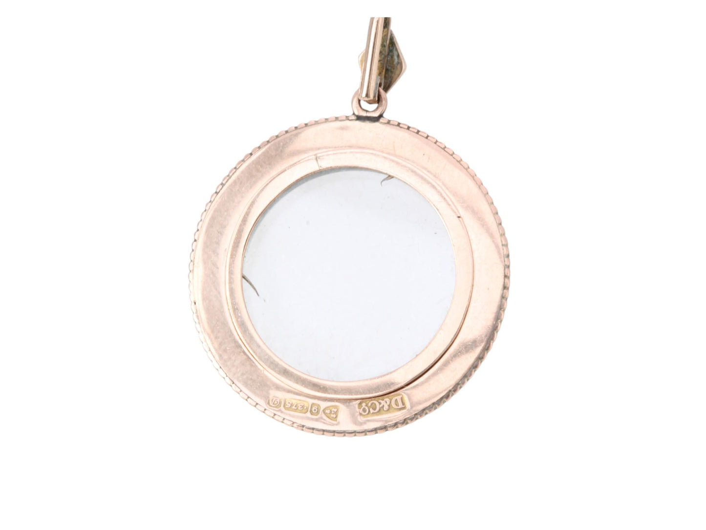 Antique 9ct Gold Seed Pearl, Glass Locket Pendant, 1904
