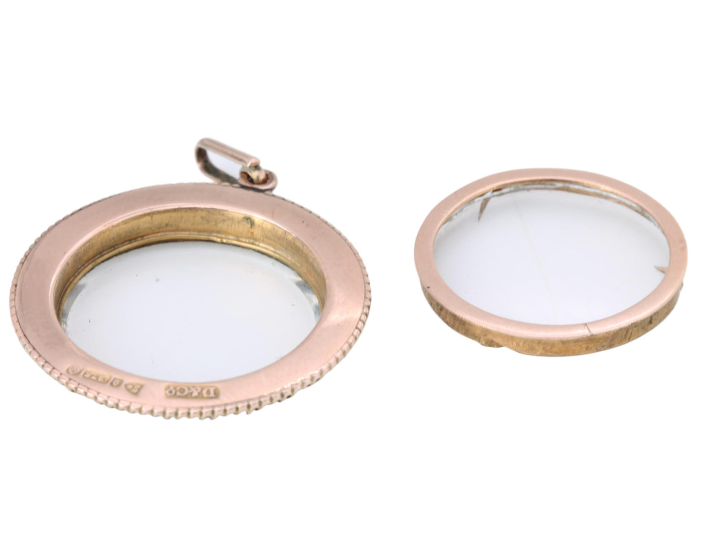 Antique 9ct Gold Seed Pearl, Glass Locket Pendant, 1904