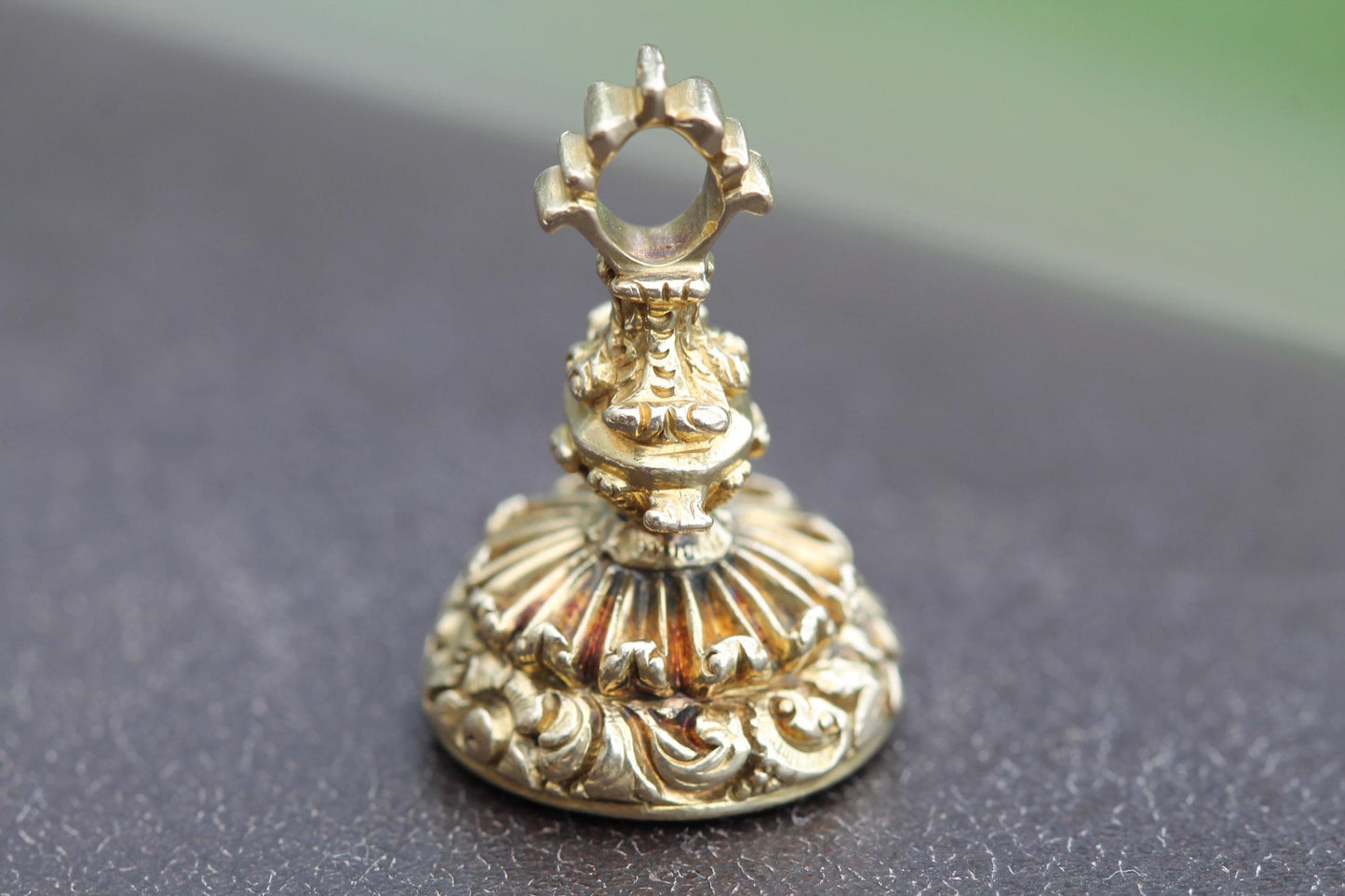 Antique 15ct Gold Seal, Bloodstone Intaglio with Ship & Motto “Such Is Life”, Victorian Sentimental Jewel c.1880