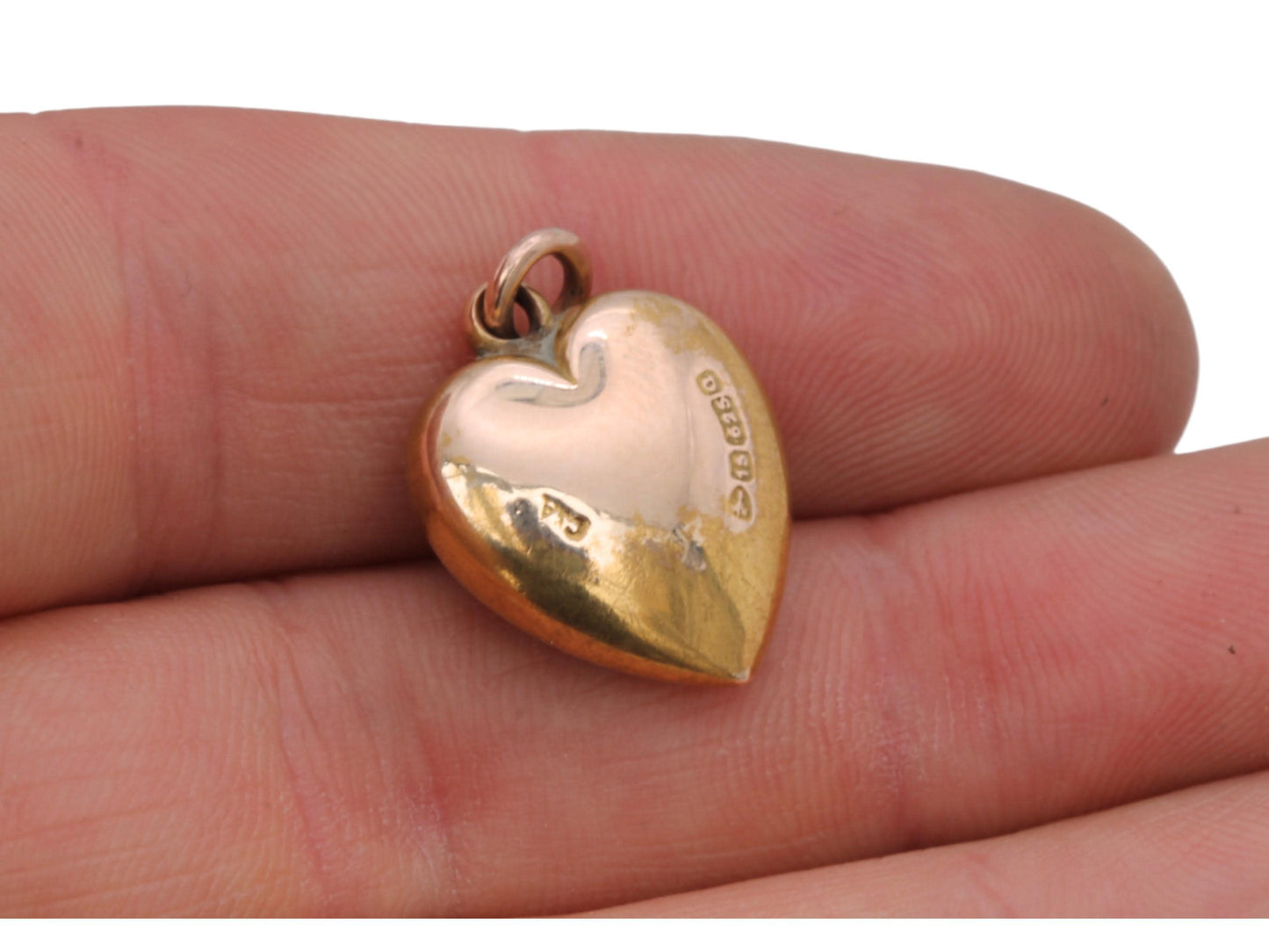 Antique 15ct Gold Decorative Flower Heart Pendant, 1899