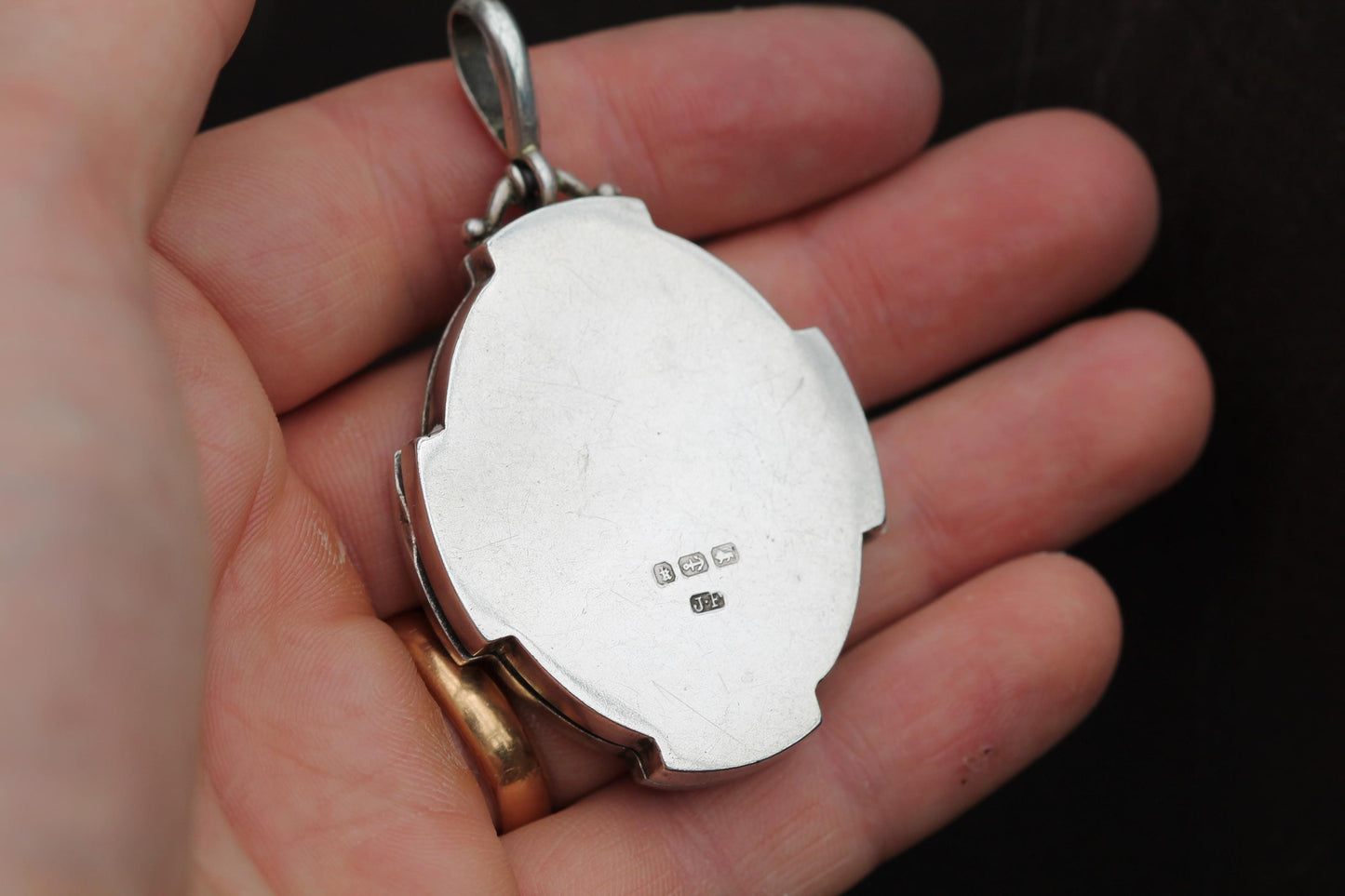 Antique Sterling Silver Large Decorative Locket, 1884