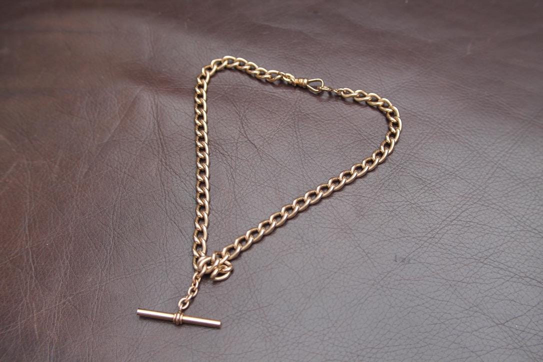 Antique 9ct Gold Filled Double Albert Curb Link Chain Necklace, 15.75"