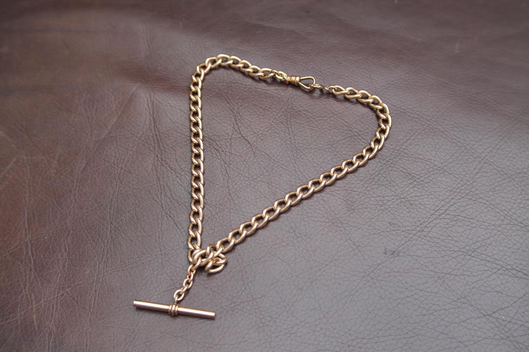 Antique 9ct Gold Filled Double Albert Curb Link Chain Necklace, 15.75"