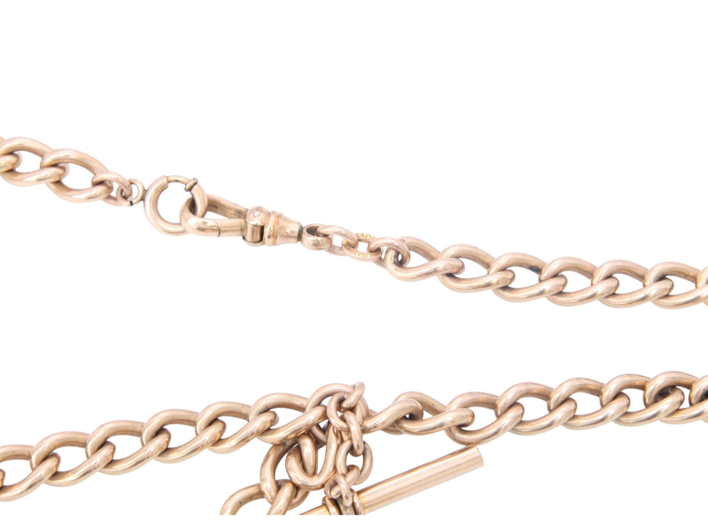 Antique-9ct-Gold-Filled-Double-Albert-Curb-Link-Chain-Necklace,-15.75"