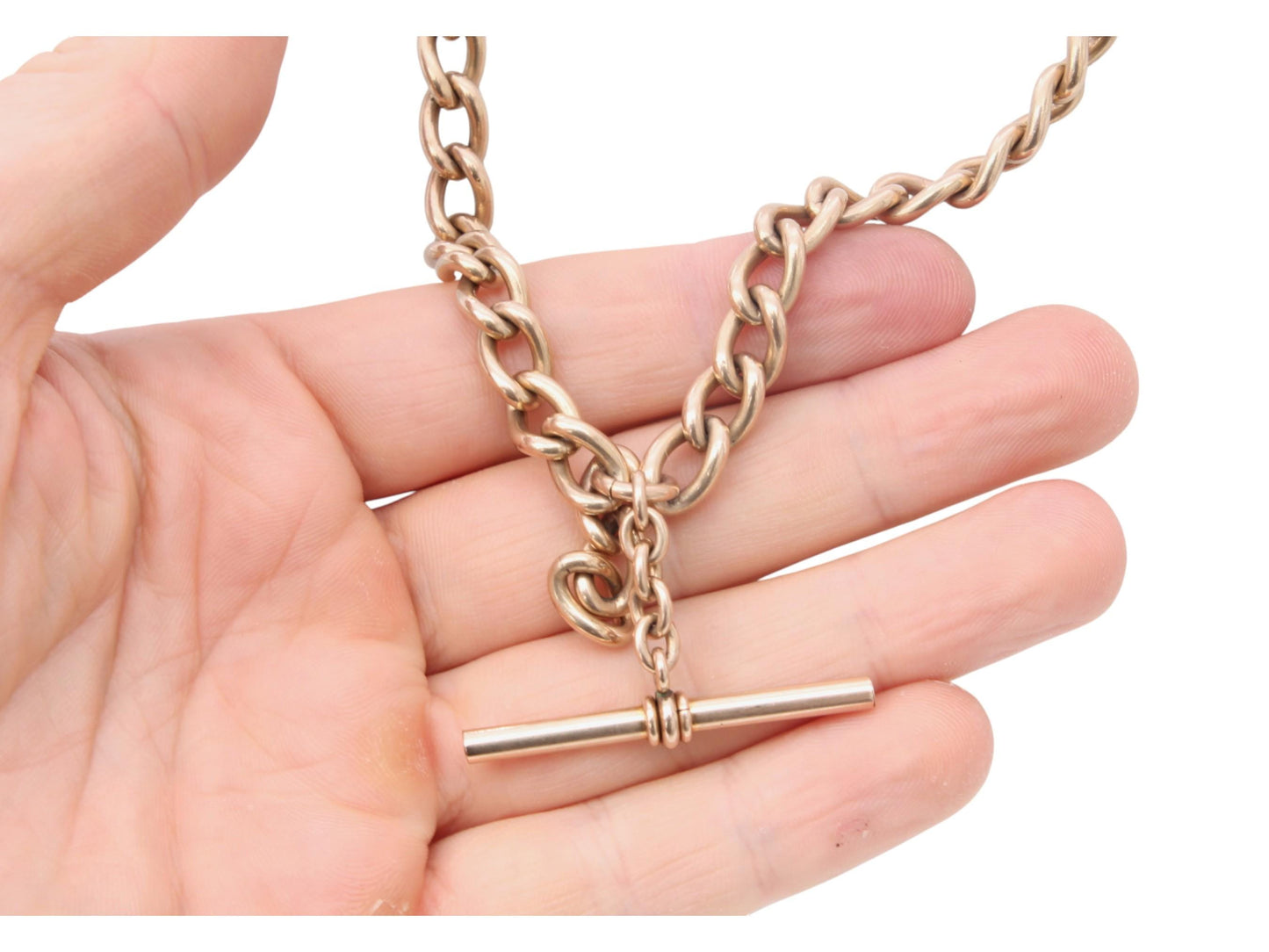 Antique 9ct Gold Filled Double Albert Curb Link Chain Necklace, 15.75"