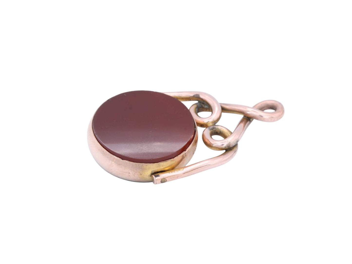 Antique 9ct Gold Bloodstone & Carnelian Spinner Pendant, 1911