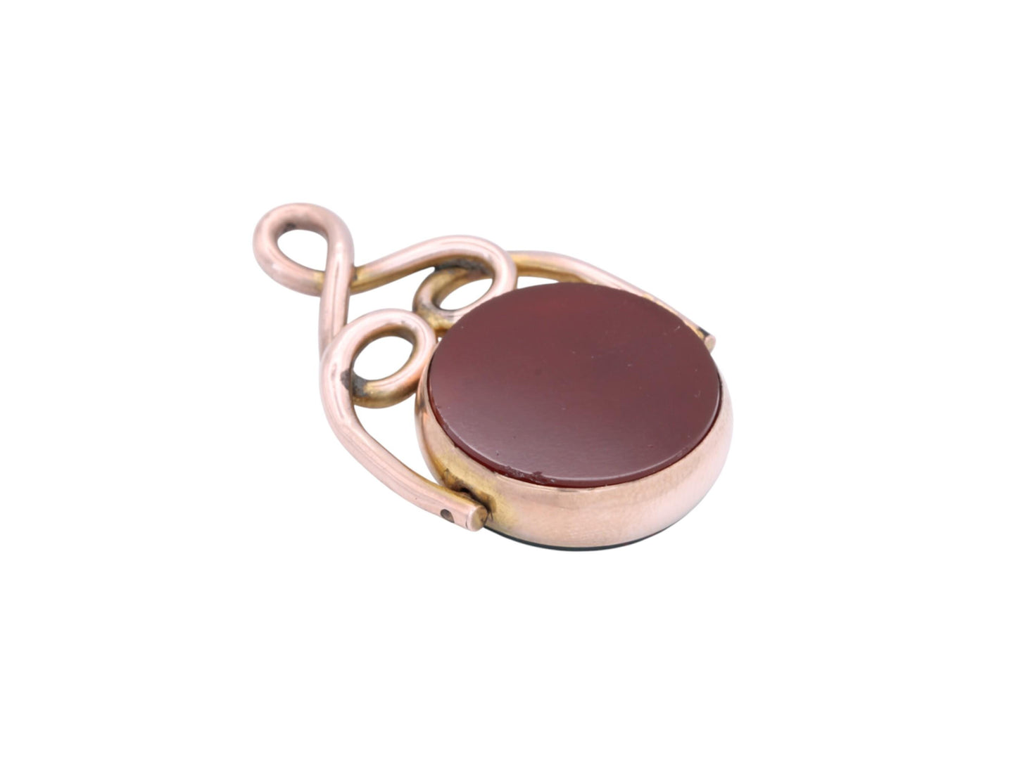 Antique 9ct Gold Bloodstone & Carnelian Spinner Pendant, 1911