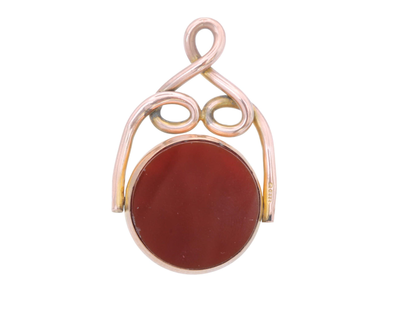 Antique 9ct Gold Bloodstone & Carnelian Spinner Pendant, 1911