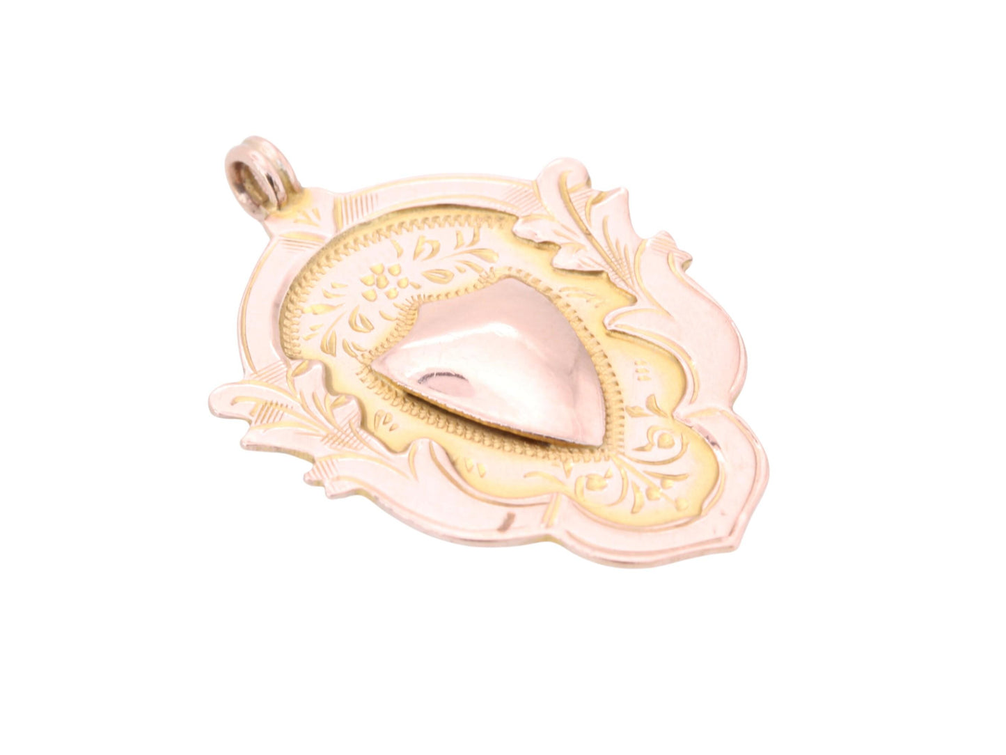 Antique 9ct Rose Gold Shield Pendant, 1928