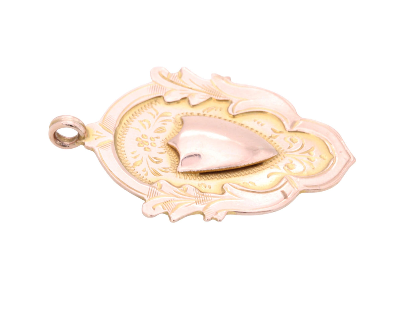 Antique 9ct Rose Gold Shield Pendant, 1928