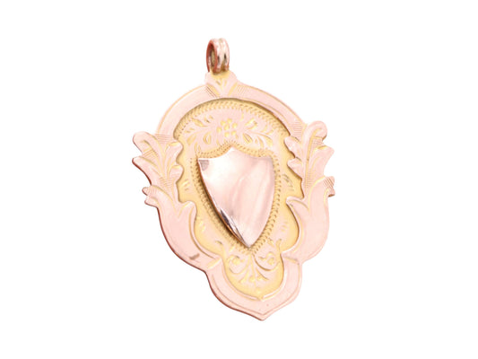 Antique 9ct Rose Gold Shield Pendant, 1928