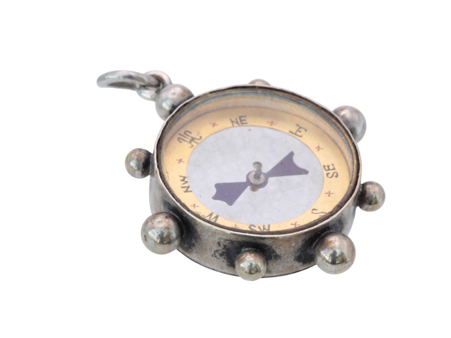 Antique Sterling Silver Compass Pendant