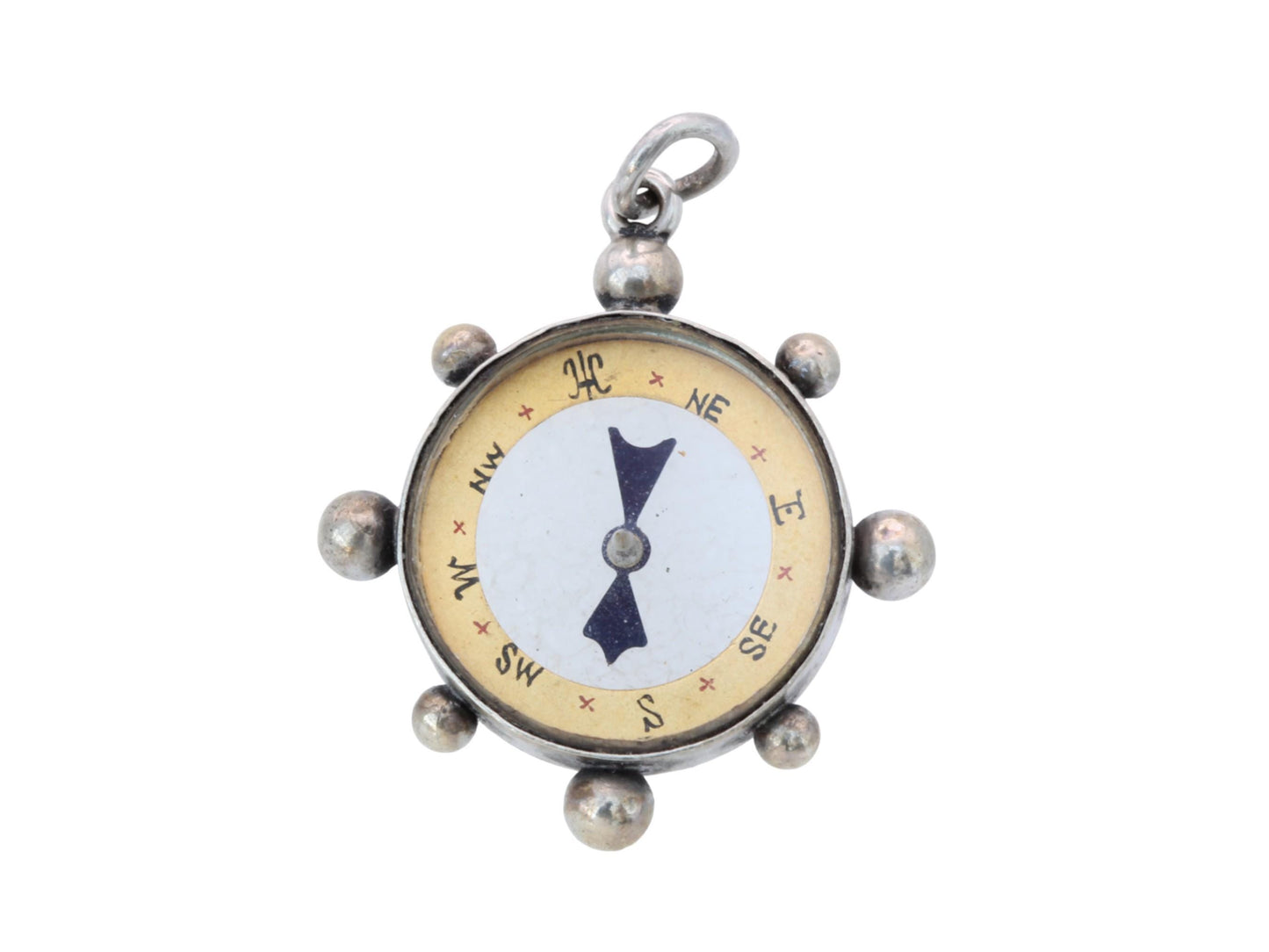 Antique Sterling Silver Compass Pendant