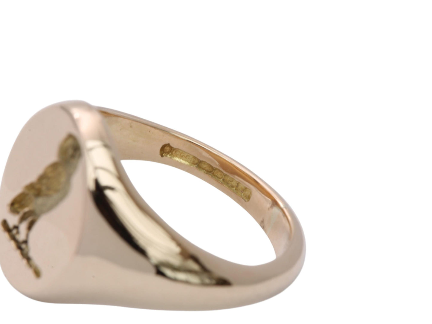 Vintage 18ct Gold Owl Intaglio Crest Signet Ring, 12.8g