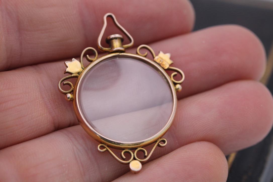 Antique-9ct-Gold-Pearl-Turquoise-Locket-Pendant